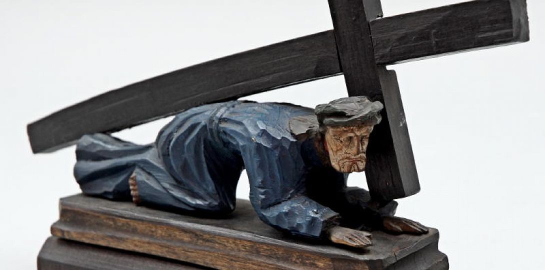 Rzeźba figuralna „Chrystus upadający pod krzyżem”, pszczyńskie, XIX w