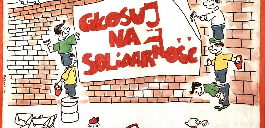 Plakat wyborczy Komitetu Obywatelskiego Solidarność kolportowany na terenie Gliwic w maju i na początku czerwca 1989 r.  Zbiory Muzeum w Gliwicach