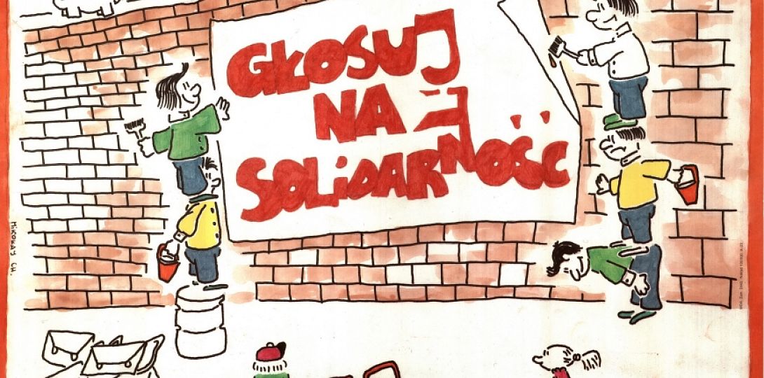 Plakat wyborczy Komitetu Obywatelskiego Solidarność kolportowany na terenie Gliwic w maju i na początku czerwca 1989 r.  Zbiory Muzeum w Gliwicach