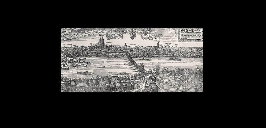 Panorama Frankfurtu nad Odrą autorstwa Frantza Friedericha, 1563 © Stadtarchiv Frankfurt (Oder), Grafische Sammlung AIV 1563