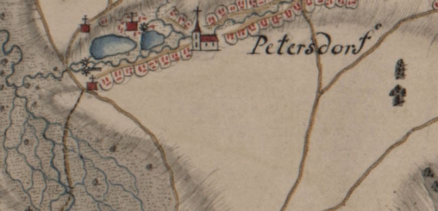 1.	Szobiszowice na fragmencie planu Krieges Karte von Schlesien von Wredego z 1749 r., zbiory Staatsbibliothek w Berlinie
