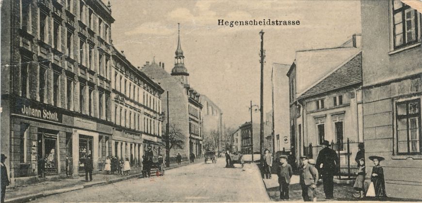 5.	Hegenscheidtstrasse (obecnie ul. J. Śliwki) w kierunku jej wlotu do ul. Toszeckiej, 1910 r., zbiory Muzeum w Gliwicach