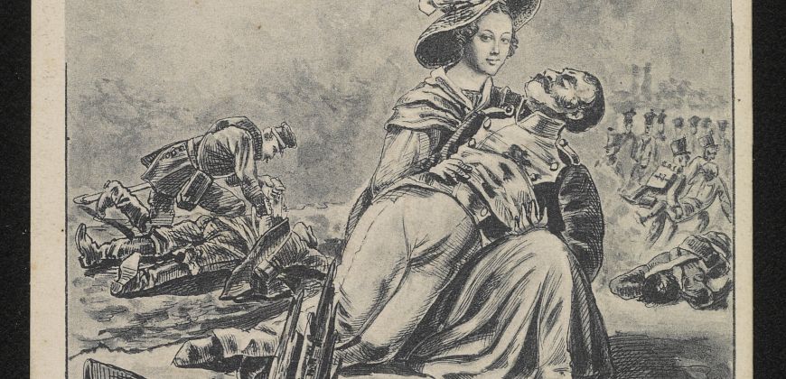 Emilja Szczaniecka ratująca rannych na polu bitwy w r. 1831, źródło: Polona