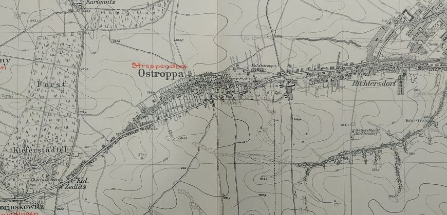 Ostropa na planie z 1928 r., zbiory Archiwum Państwowego w Katowicach