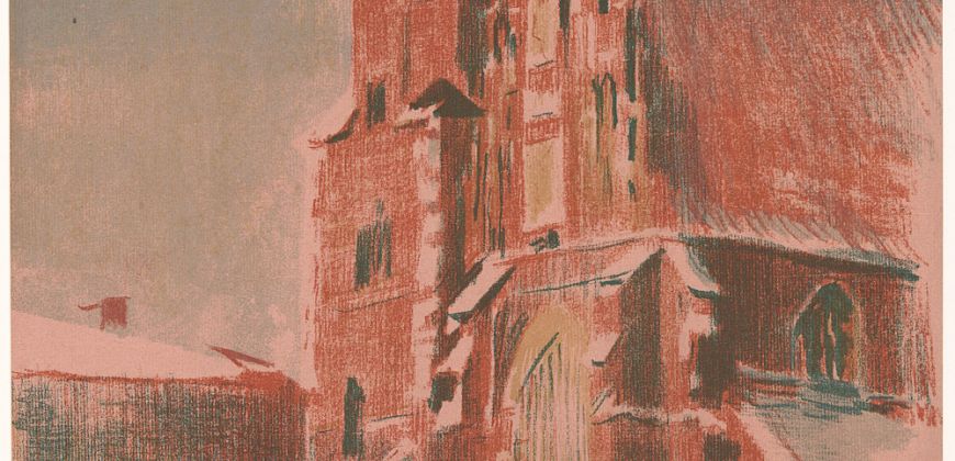 Grafika, L. Wyczółkowski, Kościół Bożego Ciała w Krakowie, 1903, litografia, zbiory MNK