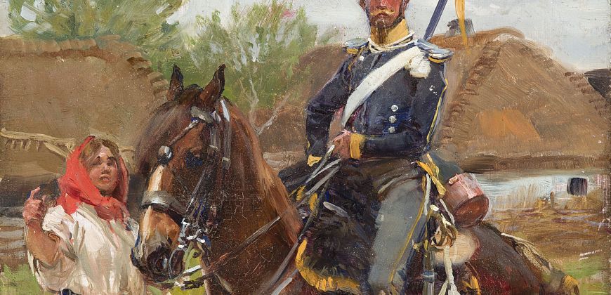 Wojciech Kossak, Ułan i dziewczyna, ok. 1925, Muzeum Narodowe w Krakowie
