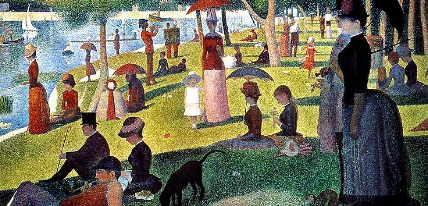 Georges Seurat, Niedzielne popołudnie na wyspie Grande Jatte 1884-86, Art Institute of Chicago, źródło Wikipedia