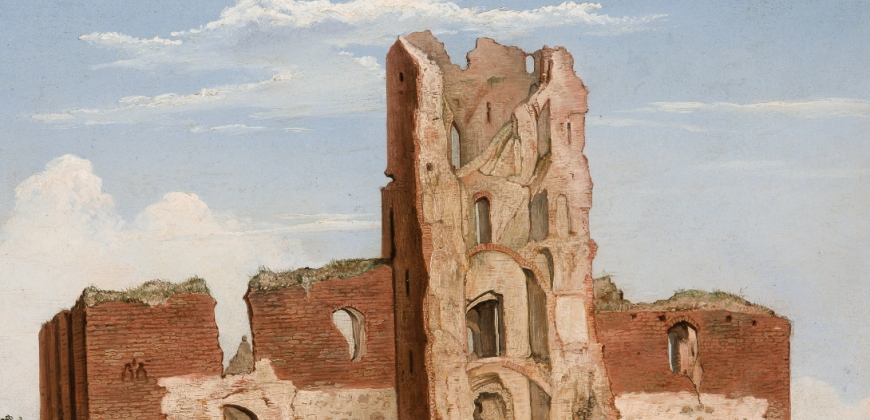Wincenty Dmochowski, "Widok zamku w Trokach", ze zbiorów Muzeum Narodowego w Krakowie