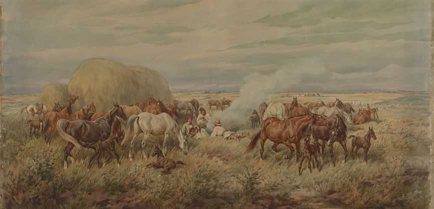 Juliusz Kossak, Stadnina na Podolu, 1886, zbiory Muzeum Narodowego w Krakowie