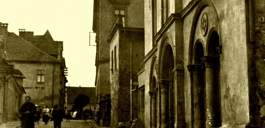 Fasada synagogi w Wodzisławiu Śląskim ok. 1925