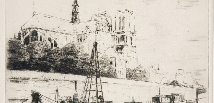 J. Pankiewicz, Katedra paryska, sucha igła, akwaforta, 1903