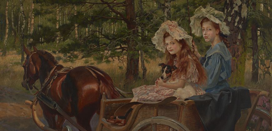 Wojciech Kossak, Portret córek w bryczce, 1911, zbiory Muzeum Narodowego w Krakowie