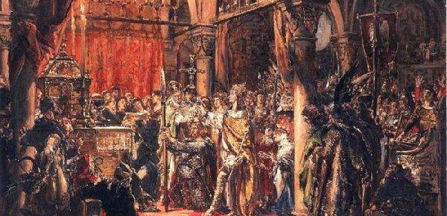 Jan Matejko, Koronacja Bolesława Chrobrego, 1889, zbiory Zamku Królewskiego w Warszawie