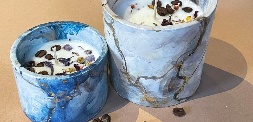 Warsztaty tworzenia świeczników zdobionych techniką marmuryzacji i tworzenia świeczek sojowych