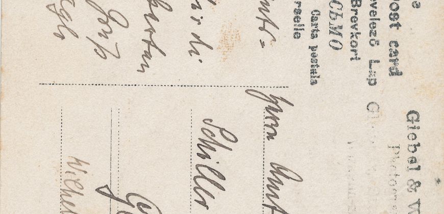 Kartka posłana do Artura Schillera od Josefa Jaglo z pozdrowieniami, 1911, zbiory Muzeum w Gliwicach