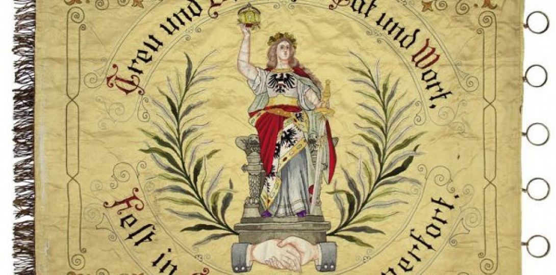 Sztandar z wizerunkiem Germanii, I poł. XX w., Muzeum Zamkowe w Pszczynie